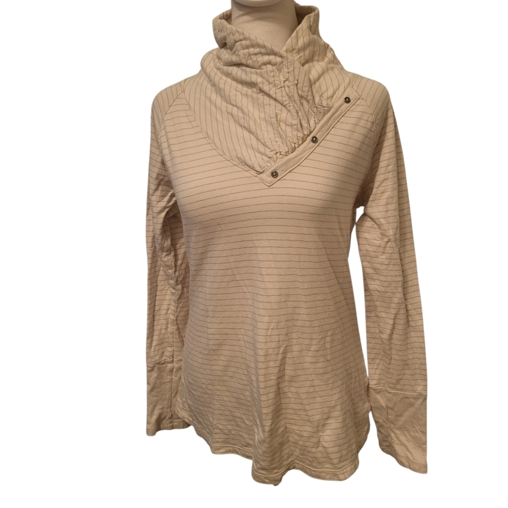 Columbia Quilted Cowl Neck Top Cream sz S
